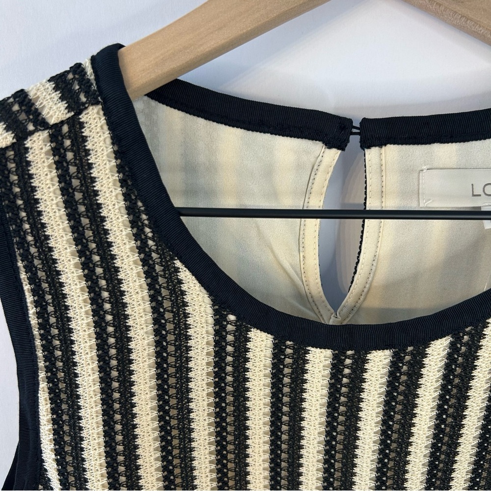 *NWT* LOFT Crochet Shell, Sz M, Black and Cream, Sleeveless Top, Fully Lined - Picture 5 of 10